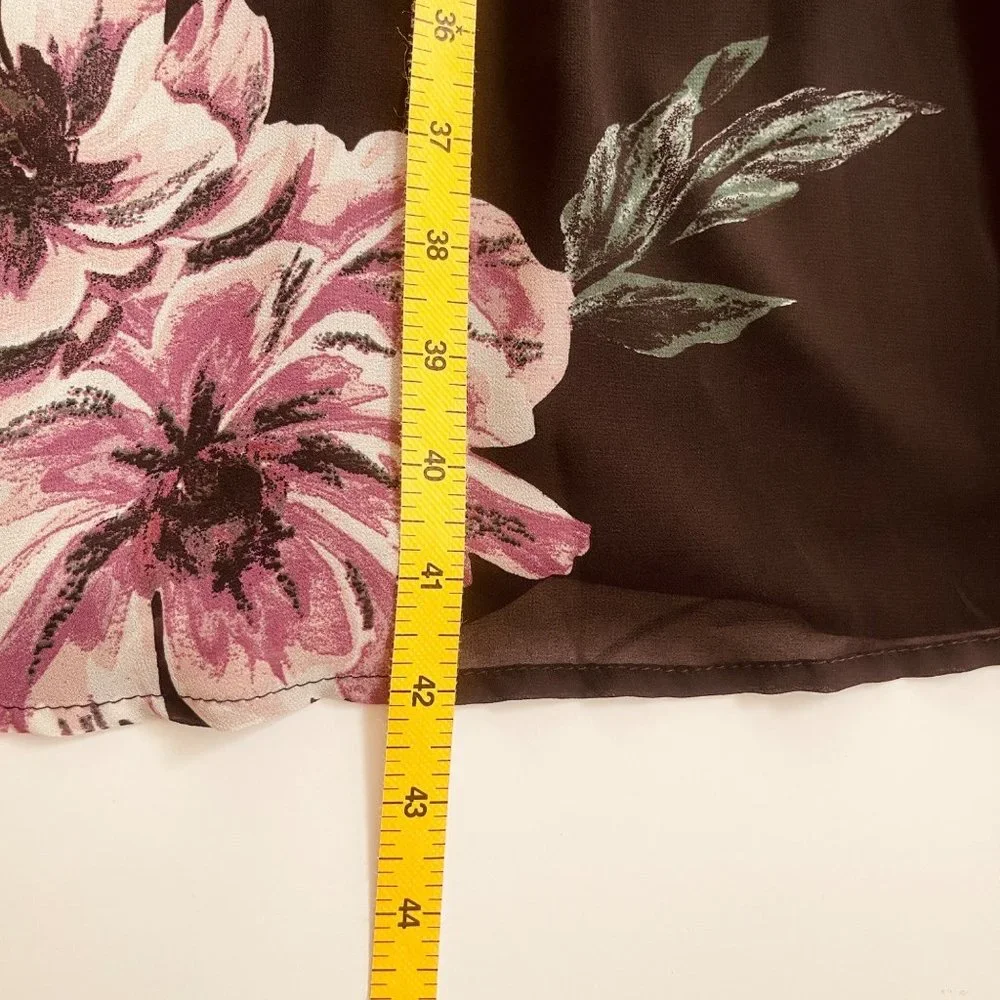 Tobi Feelin Floral Side Slit Midi Dress sz SP Black Square Neck Short Sleeve Tie - Picture 9 of 9